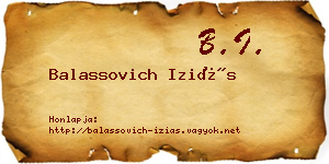 Balassovich Iziás névjegykártya